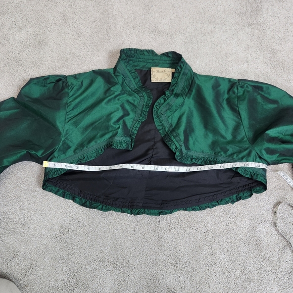 Emerald Green Tafatta Bolero Jacket Size XL Castlecore Renaissance Fairytale - Picture 8 of 14